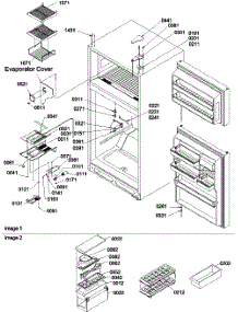 03 - Door Hinges, Freezer Shelf parts for Amana Refrigerator TR525VW / P1322701W W from AppliancePartsPros.com