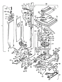 04 - Motor, Handle, Mainbody, Outerbag, Hood parts for Hoover Vacuum U4447--- from AppliancePartsPros.com