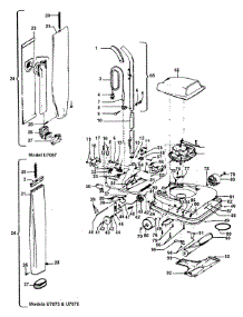 03 - Handle, Mainbody, Outerbag, Hood parts for Hoover Vacuum U7067--- from AppliancePartsPros.com