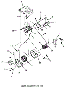 13 - Motor, Exhaust Fan & Belt parts for Amana Washer Dryer Combo UE8031 from AppliancePartsPros.com