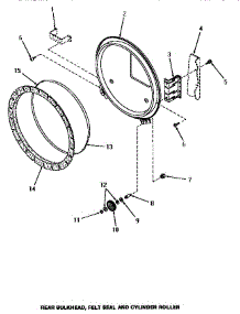 17 - Rear Blkhd, Felt Seal & Cylinder Roller parts for Amana Washer Dryer Combo UE8031 from AppliancePartsPros.com