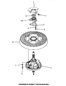 25 - Transmission Assy & Balance Ring parts for Amana Washer Dryer Combo UE8031 from AppliancePartsPros.com