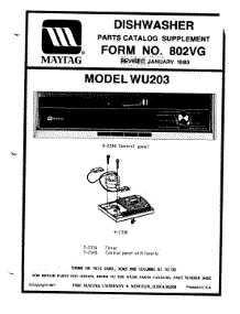 02 - Catalog Supplement (Wu203-Feb. 1987) parts for Maytag Dishwasher WU203 from AppliancePartsPros.com