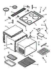 04 - Main Top And Oven Assy parts for Caloric Range EST3102K / P1130627N K from AppliancePartsPros.com
