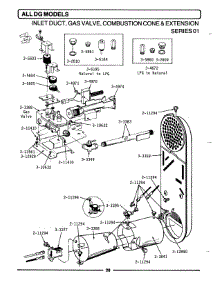 07 - Inlet Duct, Gas Valve, Cone & Ext. (01) parts for Maytag Dryer DG91 from AppliancePartsPros.com