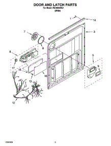 03 - Door And Latch Parts parts for Roper Dishwasher RUD8000RQ1 from AppliancePartsPros.com