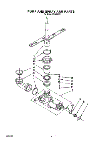 05 - Pump And Spray Arm parts for Roper Dishwasher WU4300Y2 from AppliancePartsPros.com