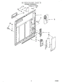 02 - Inner Door parts for Roper Dishwasher RUD4300DQ3 from AppliancePartsPros.com