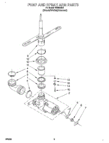 04 - Pump And Spray Arm parts for Roper Dishwasher WU3000X6 from AppliancePartsPros.com