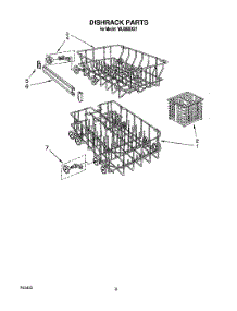 07 - Dishrack parts for Roper Dishwasher WU0800XX1 from AppliancePartsPros.com