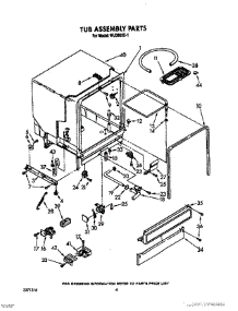 04 - Tub Assembly, Lit / Optional parts for Roper Dishwasher WU3000X1 from AppliancePartsPros.com