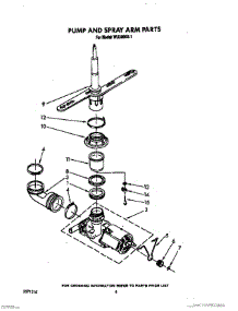 05 - Pump And Spray Arm parts for Roper Dishwasher WU3000X1 from AppliancePartsPros.com