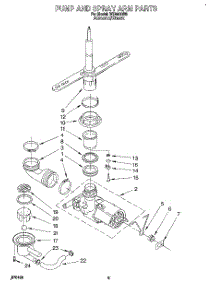 04 - Pump And Spray Arm parts for Roper Dishwasher WU4500B0 from AppliancePartsPros.com
