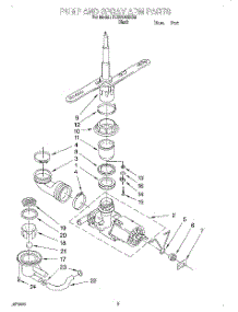 04 - Pump And Spray Arm parts for Roper Dishwasher RUD3006DB2 from AppliancePartsPros.com