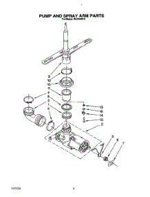 05 - Pump And Spray Arm parts for Roper Dishwasher WU3006X4 from AppliancePartsPros.com