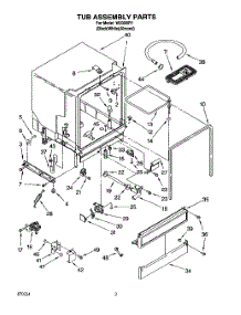 03 - Tub Assembly, Lit / Optional parts for Roper Dishwasher WU3000Y1 from AppliancePartsPros.com