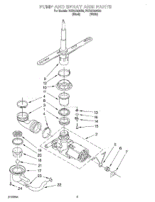 04 - Pump And Sprayarm parts for Roper Dishwasher RUD5750HQ0 from AppliancePartsPros.com