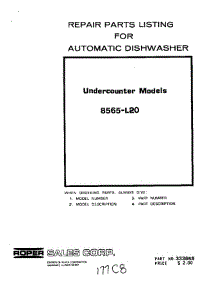 Front Cover parts for Roper Dishwasher 8565L20 from AppliancePartsPros.com