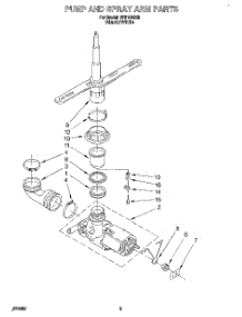 04 - Pump And Spray Arm parts for Roper Dishwasher WU1000X8 from AppliancePartsPros.com