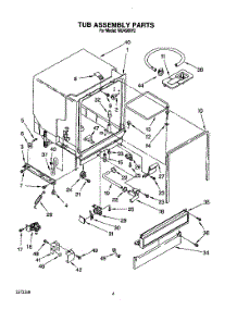 04 - Tub Assembly, Lit / Optional parts for Roper Dishwasher WU4500Y2 from AppliancePartsPros.com