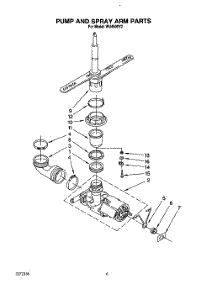 05 - Pump And Spray Arm parts for Roper Dishwasher WU4500Y2 from AppliancePartsPros.com