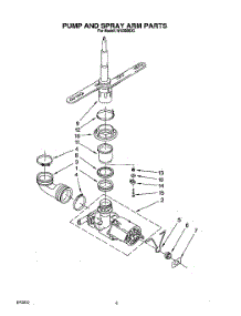 05 - Pump And Spray Arm parts for Roper Dishwasher WU3006X5 from AppliancePartsPros.com