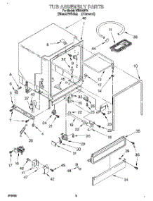 03 - Tub Assembly, Lit / Optional parts for Roper Dishwasher WU3000Y0 from AppliancePartsPros.com