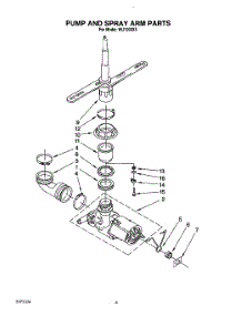 05 - Pump And Spray Arm parts for Roper Dishwasher WU1000X5 from AppliancePartsPros.com