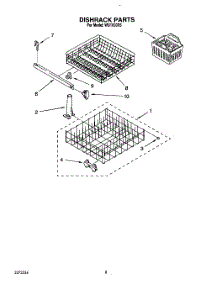 07 - Dishrack parts for Roper Dishwasher WU1000X5 from AppliancePartsPros.com