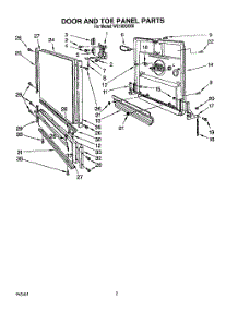 02 - Door And Toe Panel parts for Roper Dishwasher WU1800XX0 from AppliancePartsPros.com