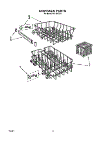 07 - Dishrack parts for Roper Dishwasher WU1800XX0 from AppliancePartsPros.com