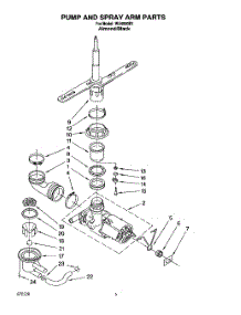 04 - Pump And Spray Arm parts for Roper Dishwasher WU4500B1 from AppliancePartsPros.com