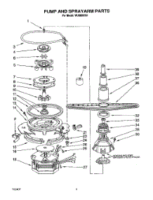 05 - Pump And Sprayarm parts for Roper Dishwasher WU0800XX0 from AppliancePartsPros.com