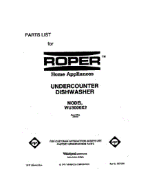 Front Cover parts for Roper Dishwasher WU300X2 from AppliancePartsPros.com
