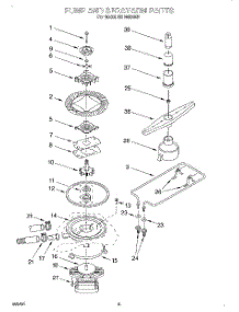 06 - Pump And Sprayarm parts for Roper Dishwasher RUD0800EB from AppliancePartsPros.com