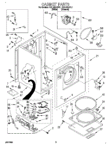 02 - Cabinet parts for Roper Dryer RGL4634BW1 from AppliancePartsPros.com