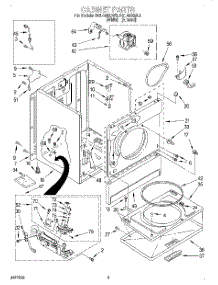 02 - Cabinet parts for Roper Dryer RGL4636BW3 from AppliancePartsPros.com