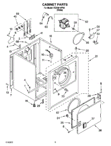 02 - Cabinet Parts parts for Roper Dryer REX3614PW2 from AppliancePartsPros.com