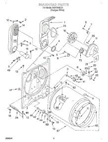 03 - Bulkhead parts for Roper Dryer RGS7646KQ1 from AppliancePartsPros.com