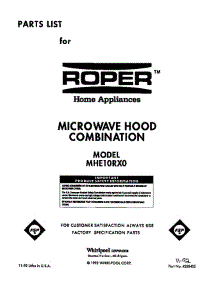 Front Cover parts for Roper Microwave MHE10RX0 from AppliancePartsPros.com