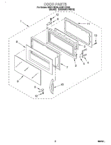 02 - Door parts for Roper Microwave MHE11RDB0 from AppliancePartsPros.com