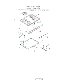 03 - Main Top parts for Roper Range 1276W0A from AppliancePartsPros.com