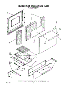 03 - Oven Door And Broiler parts for Roper Range FGP215VW4 from AppliancePartsPros.com