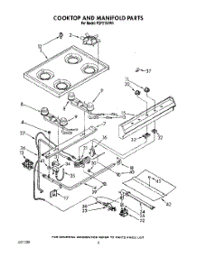 05 - Cooktop And Manifold, Lit / Optional parts for Roper Range FGP215VW4 from AppliancePartsPros.com