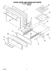 03 - Oven Door And Broiler parts for Roper Range FGP210EN5 from AppliancePartsPros.com