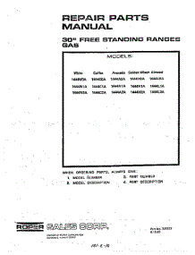 Front Cover parts for Roper Range 1444W2A from AppliancePartsPros.com