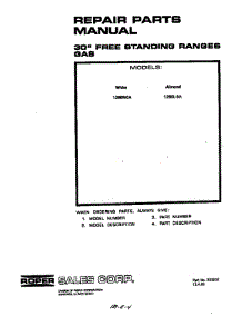 Cover Page-Text Only parts for Roper Range 1266W0A from AppliancePartsPros.com