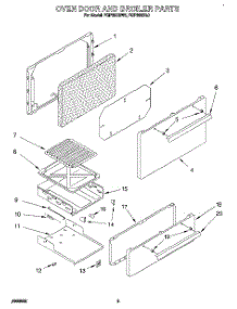 02 - Oven Door And Broiler parts for Roper Range FGP300BW0 from AppliancePartsPros.com