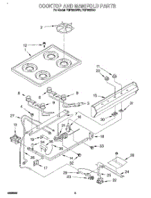 03 - Cooktop And Manifold, Lit / Optional parts for Roper Range FGP305BL0 from AppliancePartsPros.com