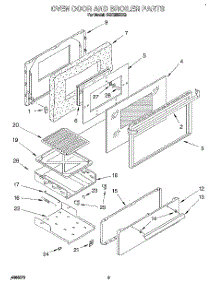 03 - Oven Door And Broiler parts for Roper Range SGC355XX3 from AppliancePartsPros.com